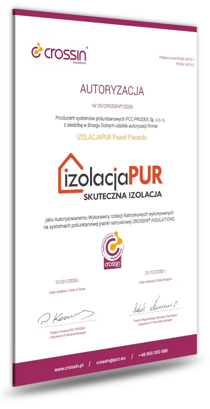Ocieplanie pianą PUR - Autoryzacja Crossin IZOLACJAPUR